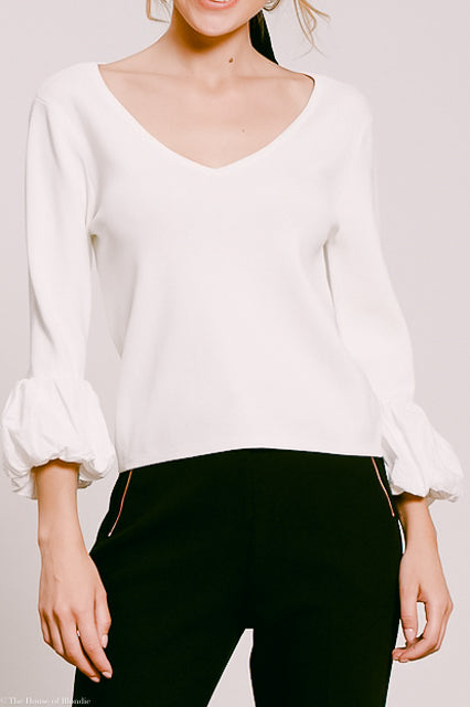 Avery white Bubble sleeve top