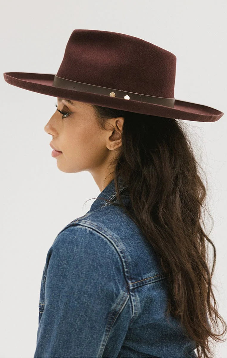 Gigi Pip Luca Dark Cherry Fedora Hat by www.thehouseofblondie.com