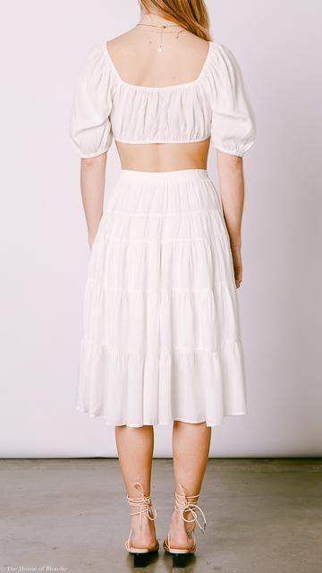 Amber Tiered Ruffle White Midi Skirt by www.thehouseofblondie.com