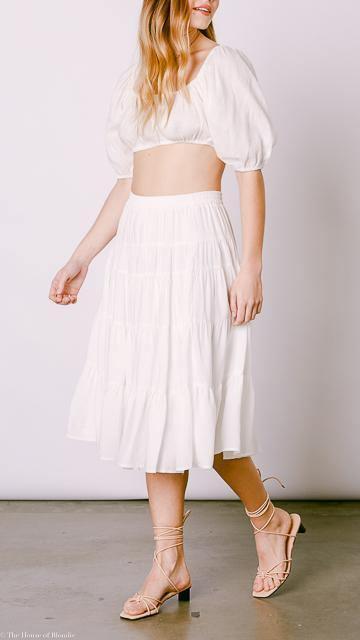 Amber Tiered Ruffle White Midi Skirt by www.thehouseofblondie.com