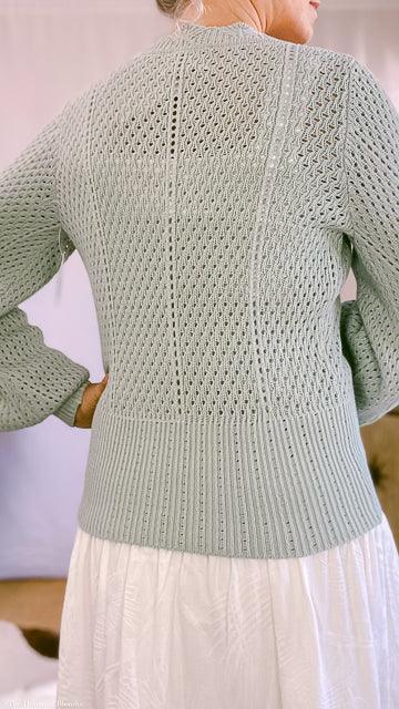 Amelia Scalloped Sage Green Cardigan by www.thehouseofblondie.com