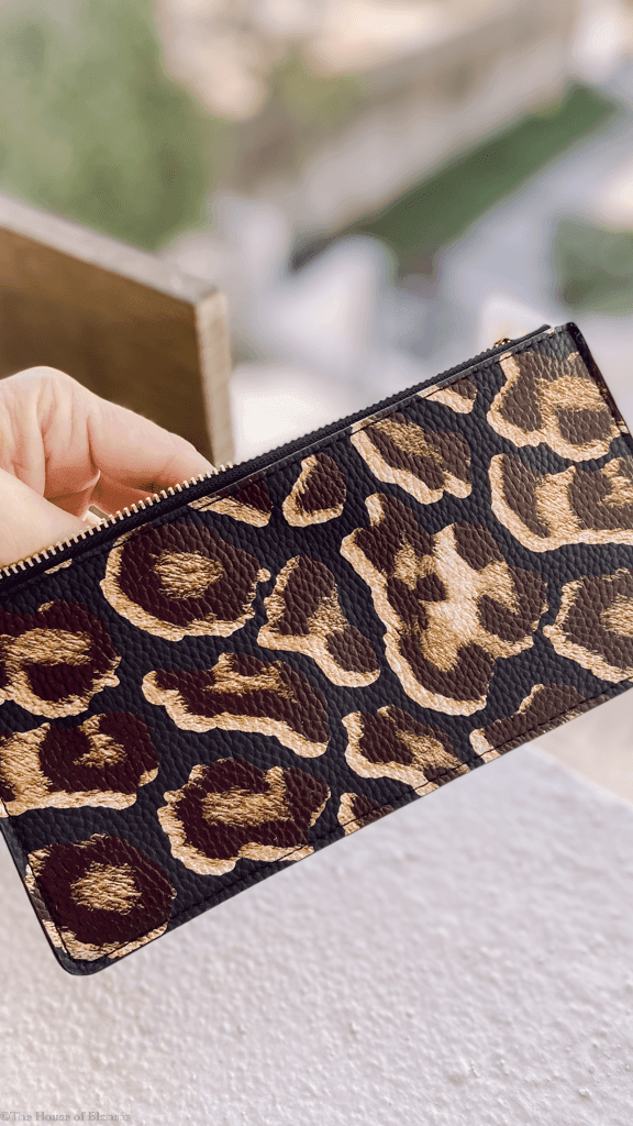 Black, Gold Leopard Wristlet Clutch Keychain by www.thehouseofblondie.com