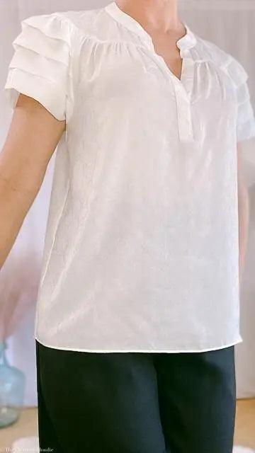 Harlow Henley Tiered Ruffle Short Sleeve Top by www.thehouseofblondie.com