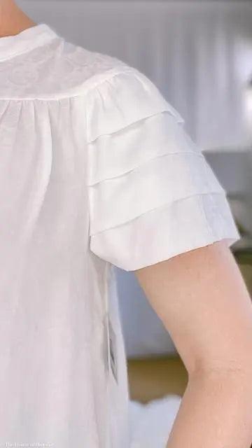 Harlow Henley Tiered Ruffle Short Sleeve Top by www.thehouseofblondie.com