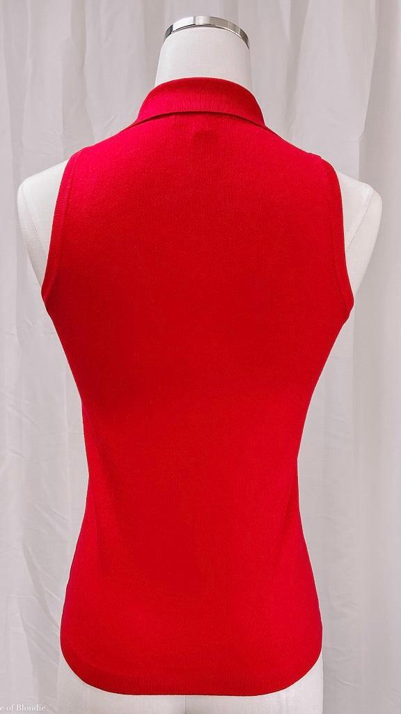 Heidi V-Neck Red Sleeveless Polo by www.thehouseofblondie.com