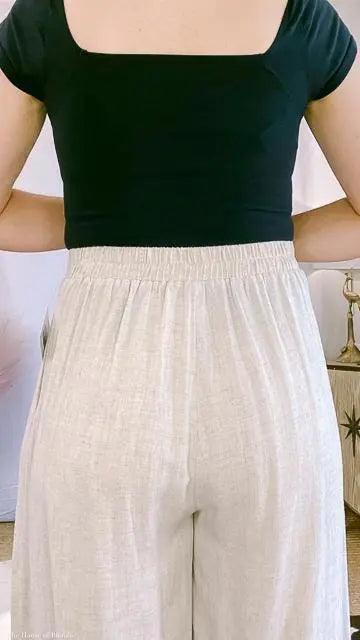 Laurel Cotton/Linen Wide-Leg Gaucho Pants by www.thehouseofblondie.com