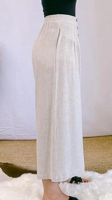 Laurel Cotton/Linen Wide-Leg Gaucho Pants by www.thehouseofblondie.com