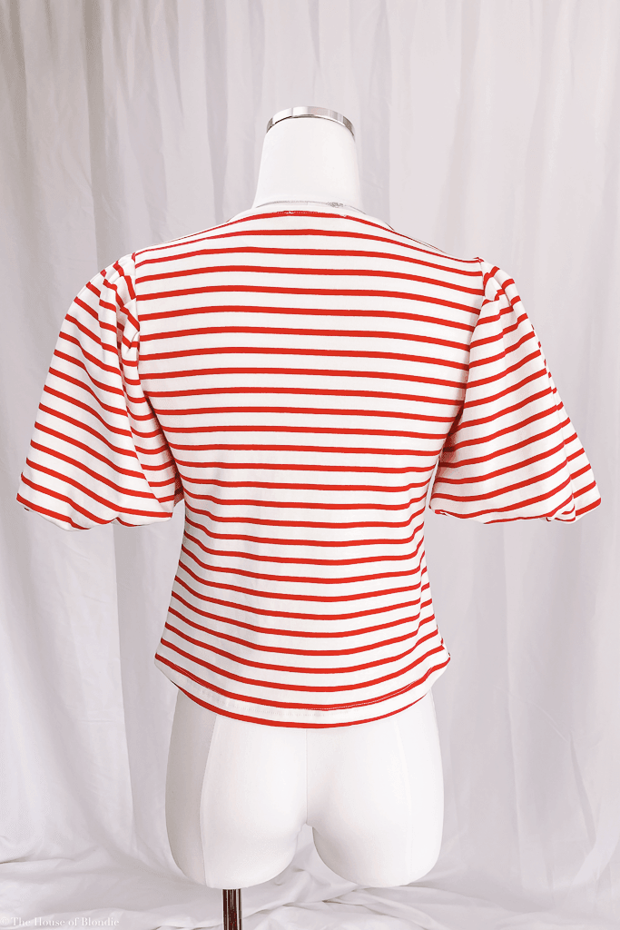 Merideth Red and White Striped Puff Sleeve Top by www.thehouseofblondie.com