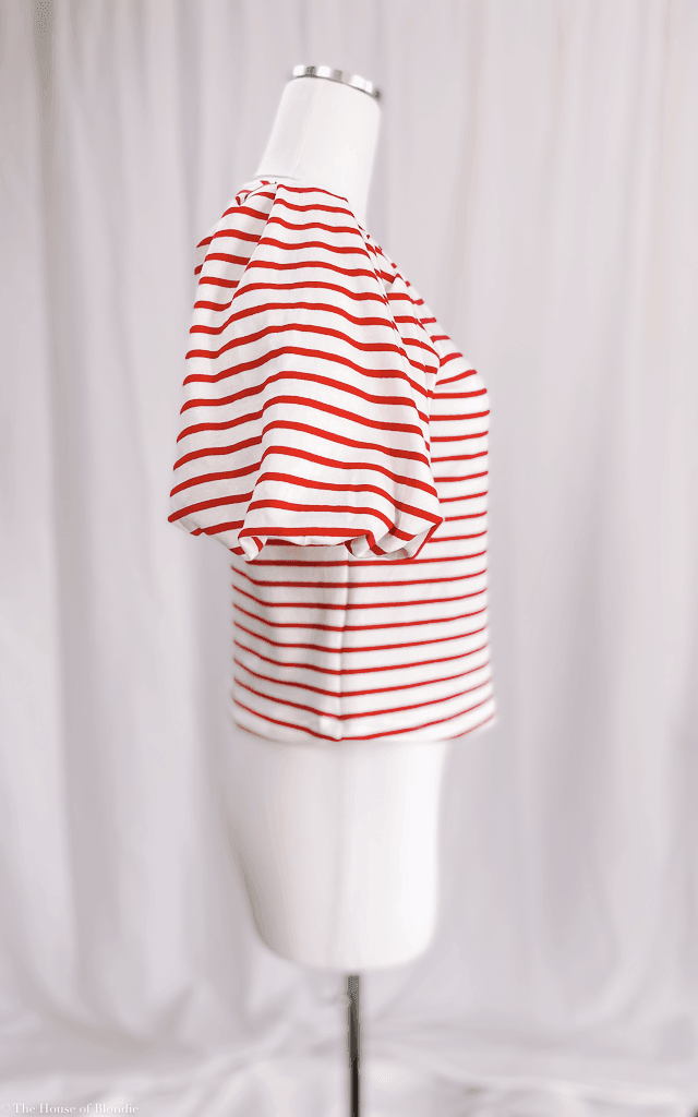Merideth Red and White Striped Puff Sleeve Top by www.thehouseofblondie.com