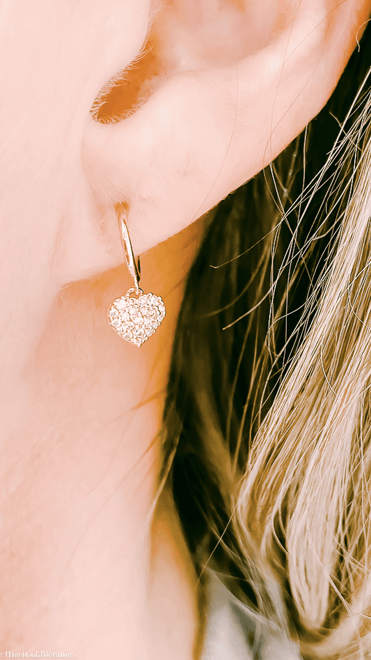 Mini Heart Hoop Drop Earrings by www.thehouseofblondie.com