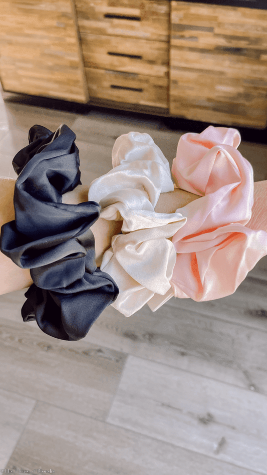 Satin Scrunchies - (3 Colorways) by www.thehouseofblondie.com