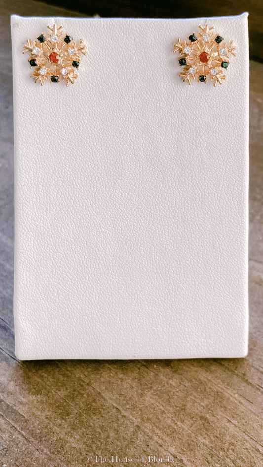 Snowflake Rhinestone Stud Earrings by www.thehouseofblondie.com