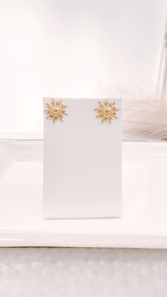 Sun Stud Earrings (14K GOLD or STERLING SILVER DIPPED) by www.thehouseofblondie.com