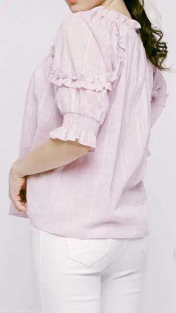 Tess Ruffled Short Puff Sleeve Cotton Top by www.thehouseofblondie.com