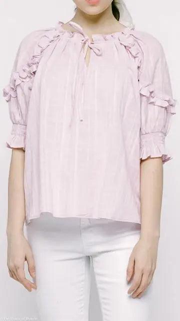 Tess Ruffled Short Puff Sleeve Cotton Top by www.thehouseofblondie.com