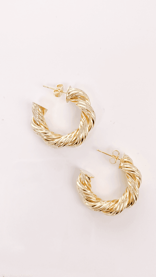 Twist Croissant Hoop Earrings (14K GOLD DIPPED) by www.thehouseofblondie.com