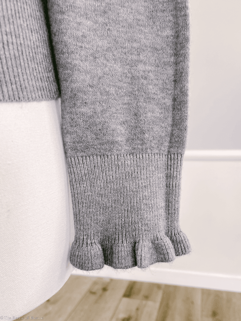 Lydia Ruffle Tip Grey Mock Neck Sweater by www.thehouseofblondie.com