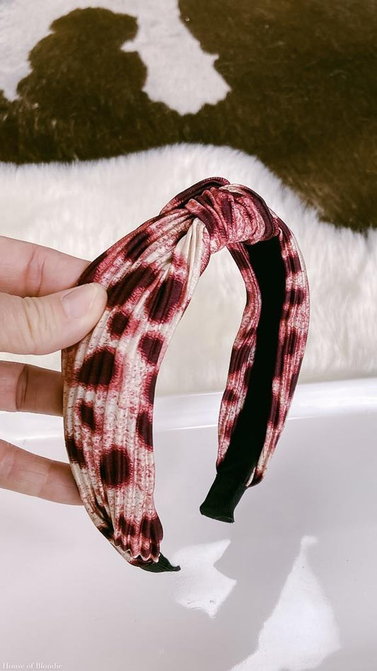 Pink Animal Printed Pleated Headband