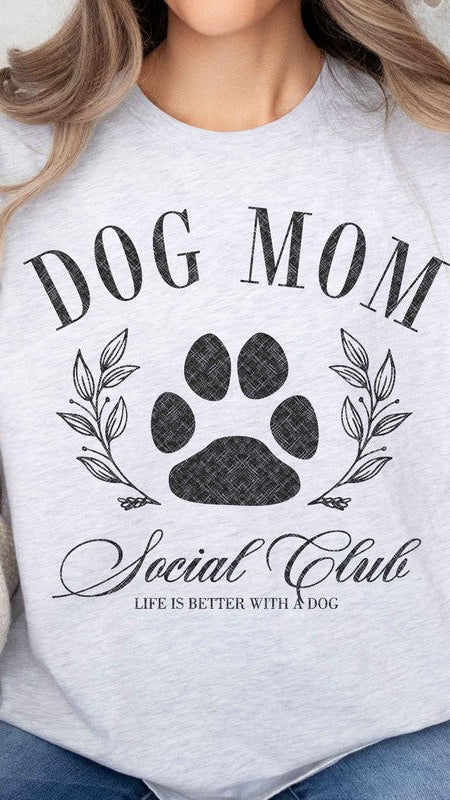 Dog Mom Social Club OVERSIZED Graphic Tee in Ash