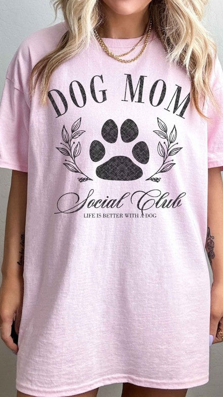 Dog Mom Social Club OVERSIZED Graphic Tee in pink
