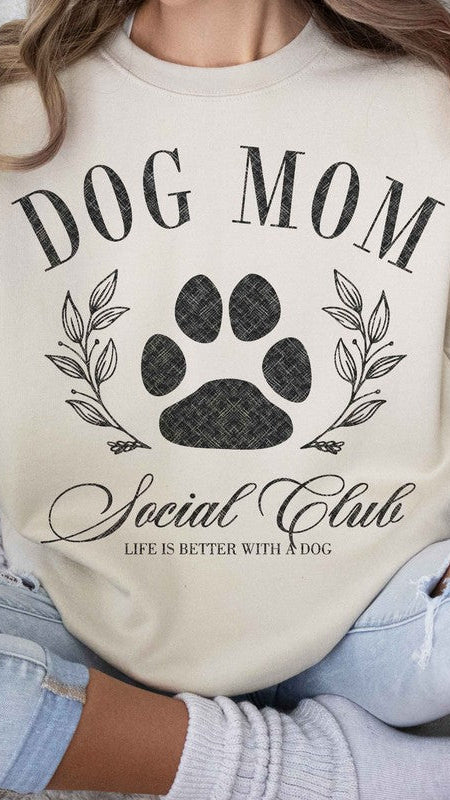 Sand natural beige color: Dog Mom Social Club Graphic Sweatshirt for women. Shop The House of Blondie