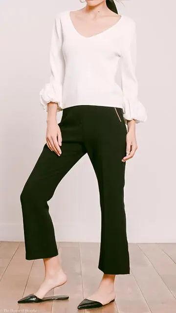 Avery White Knit V-Neck Top