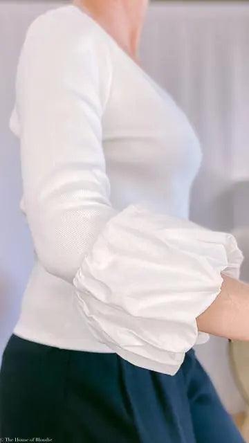 Avery White Knit V-Neck Top by www.thehouseofblondie.com