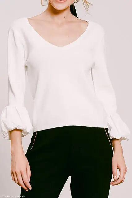 Avery White Knit VNeck Top by www.thehouseofblondie.com