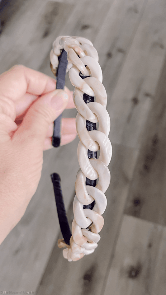 Beige Chain Acrylic Headband by www.thehouseofblondie.com