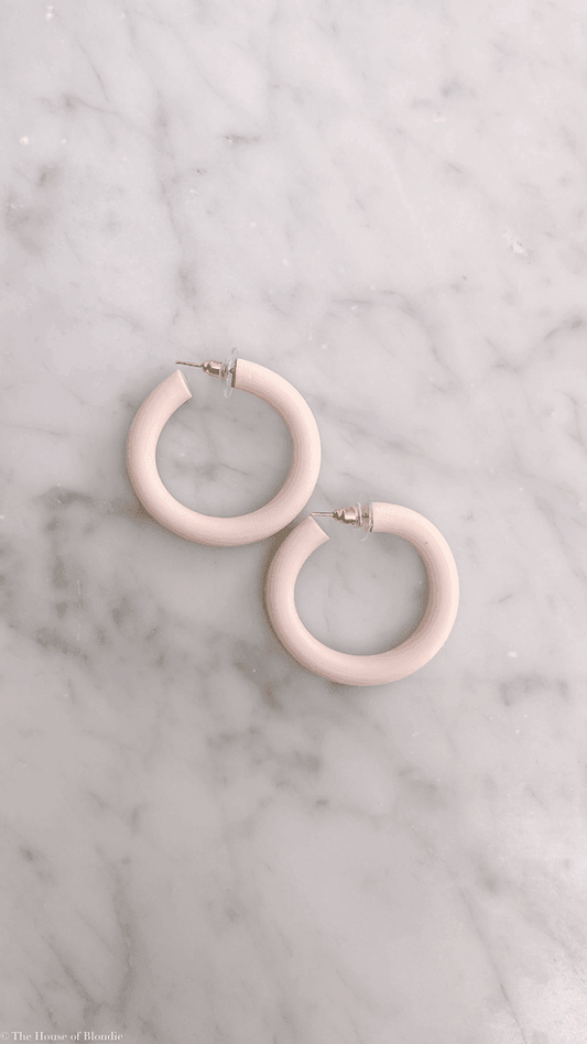 Blush Pink Clay Hoop Earrings by www.thehouseofblondie.com