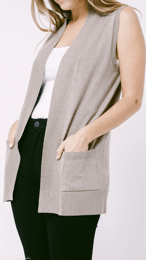Sleeveless open front sweater cheap
