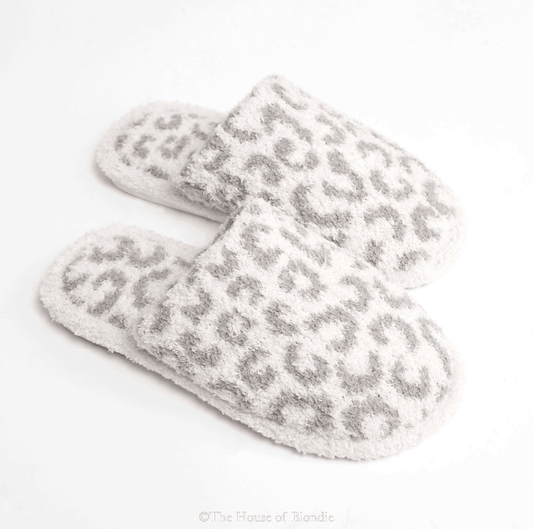 Comfy Leopard Animal Print Slippers - Grey by www.thehouseofblondie.com