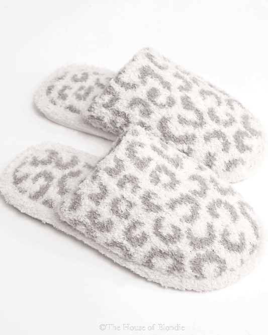 Comfy Leopard Animal Print Slippers - Grey by www.thehouseofblondie.com