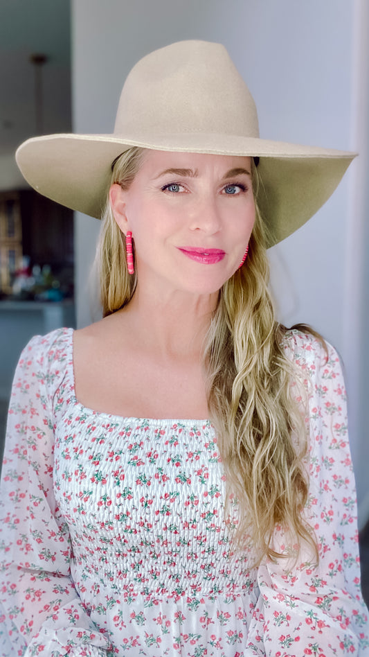 Gigi Pip Emma Wide Brim Felt Fedora Hat - Tan by www.thehouseofblondie.com