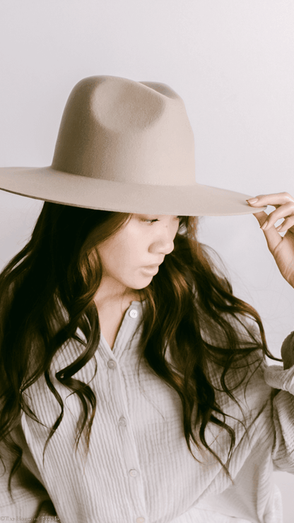 Gigi Pip Emma Wide Brim Felt Fedora Hat - Tan by www.thehouseofblondie.com