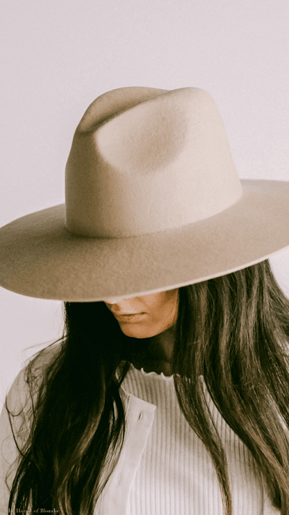 Gigi Pip Emma Wide Brim Felt Fedora Hat - Tan by www.thehouseofblondie.com