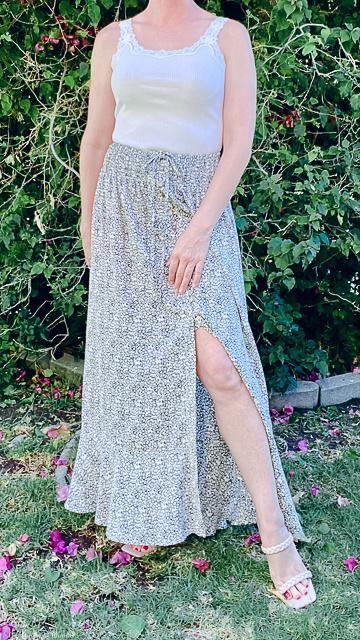 Grayson Ditsy Floral Front Slit Maxi Skirt by www.thehouseofblondie.com