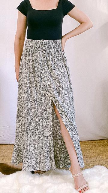 Grayson Ditsy Floral Front Slit Maxi Skirt by www.thehouseofblondie.com