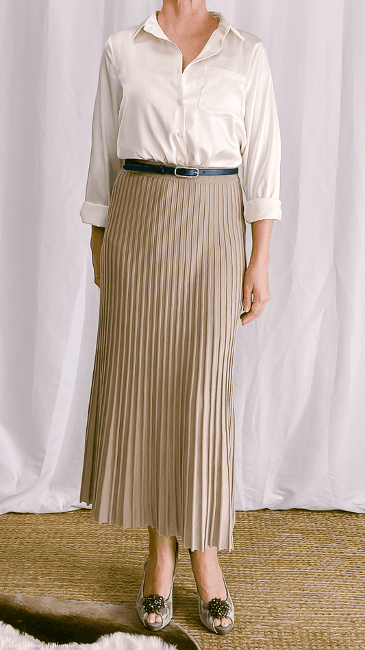 Ivory Long Sleeve Satin Shirt (2 Colorways) by www.thehouseofblondie.com