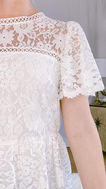 Kacy Flutter Sleeve Lace Peplum White Top by www.thehouseofblondie.com