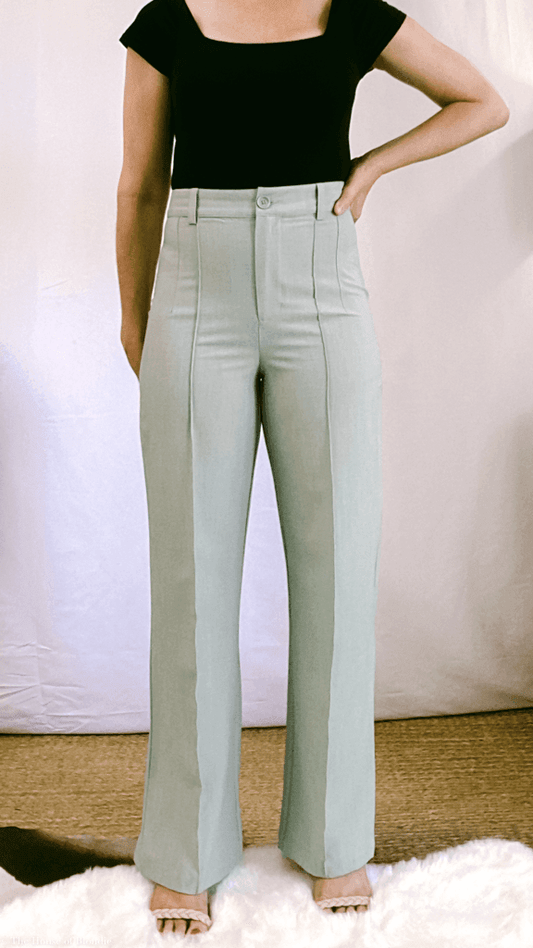 Kyra High Waist Sage Green Straight Leg Pant by www.thehouseofblondie.com