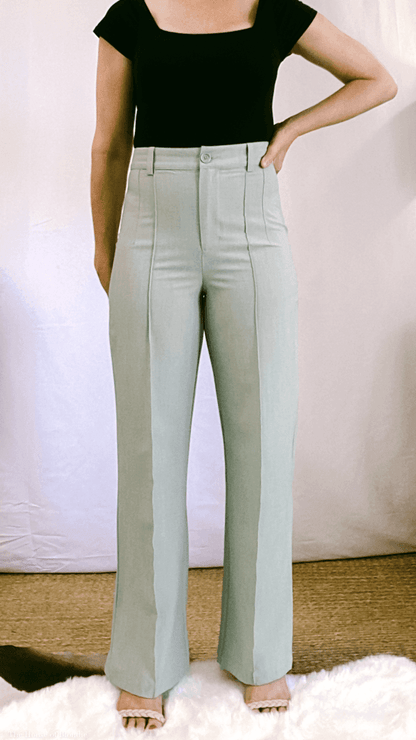 Kyra High Waist Sage Green Straight Leg Pant by www.thehouseofblondie.com