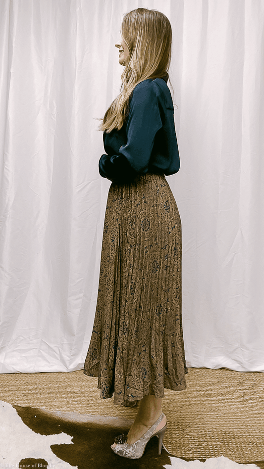 Letizia Pattern Print Midi Pleated Skirt by www.thehouseofblondie.com
