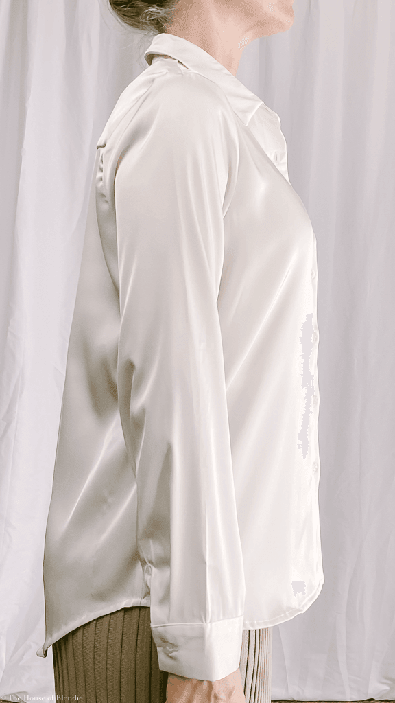 Navy Long Sleeve Satin Shirt (2 Colorways) by www.thehouseofblondie.com