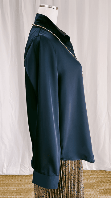 Navy Long Sleeve Satin Shirt (2 Colorways) by www.thehouseofblondie.com