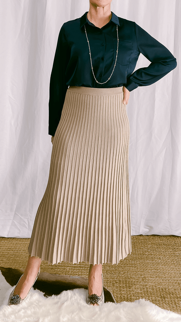Navy Long Sleeve Satin Shirt (2 Colorways) by www.thehouseofblondie.com