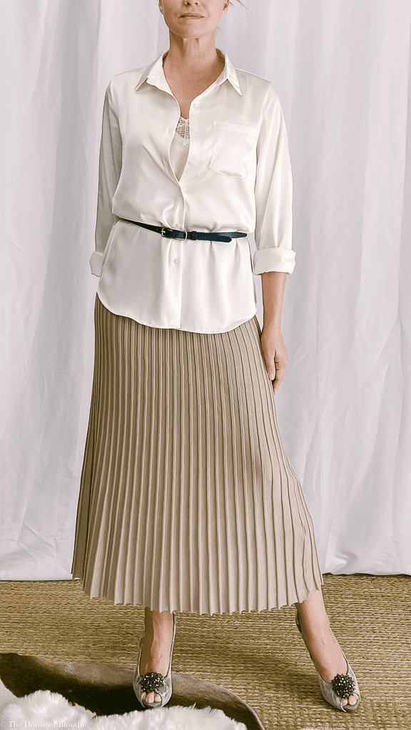 Navy Long Sleeve Satin Shirt (2 Colorways) by www.thehouseofblondie.com