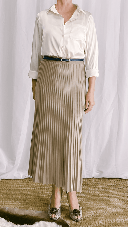 Navy Long Sleeve Satin Shirt (2 Colorways) by www.thehouseofblondie.com