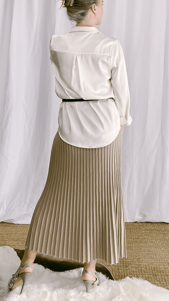 Navy Long Sleeve Satin Shirt (2 Colorways) by www.thehouseofblondie.com