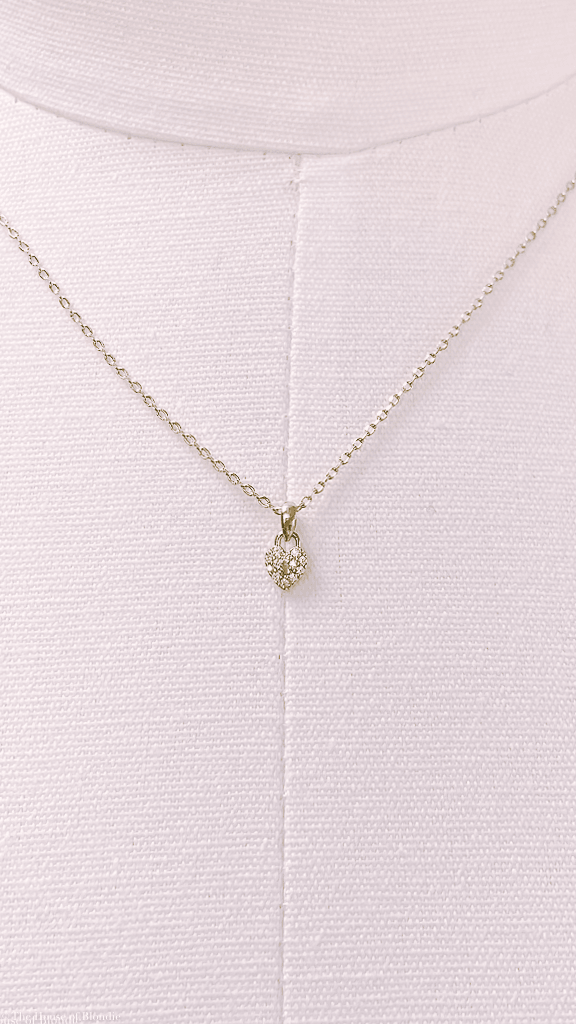 Heart Charm Lock Necklace with Diamonds